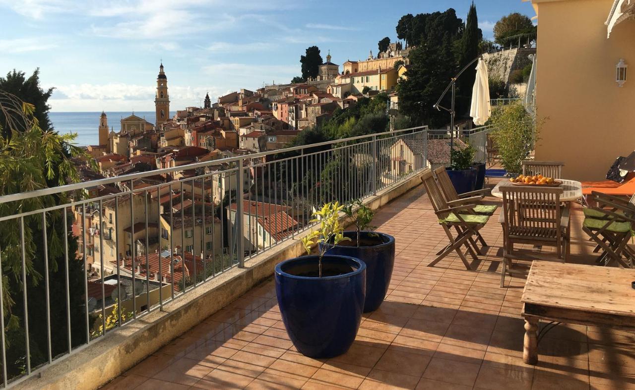 Villa L'Ensoleillee Vue Panoramique Mer, 250 M De La Plage Et Du Centre Ville Menton Eksteriør bilde